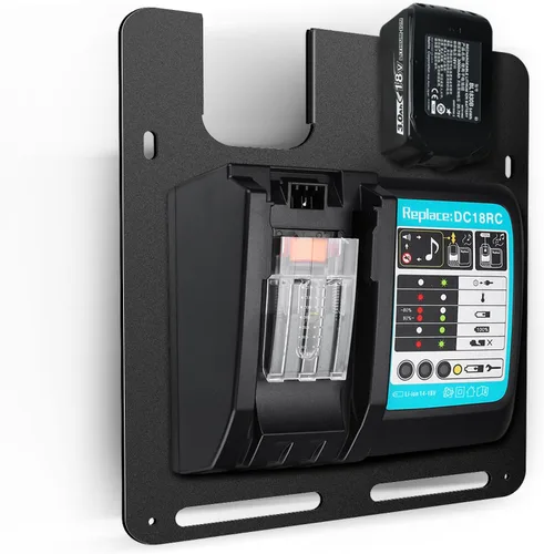 Soporte de pared para baterías y cargadores Makita, para cargador DC18RC, para batería Makita de 18 V 14.4 V, soporte estable de 2 baterías y