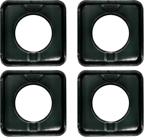 SGP-400 - Juego de 4 bandejas de repuesto de porcelana negra cuadrada de 7.75 x 7.75 pulgadas