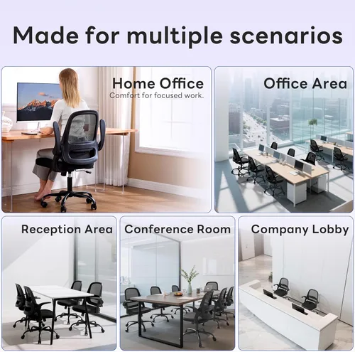 Miniatura 3 de amseatec Silla de oficina ergonómica de malla, brazos abatibles, altura ajustable, respaldo de malla transpirable y asiento de cojín grueso, silla