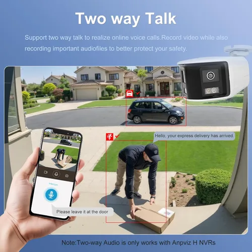 Miniatura 6 de Anpviz Cámara de seguridad de doble lente de 180° 6MP, vista panorámica de 180 grados, cámara IP POE con cable, luz de destello estroboscópica roja