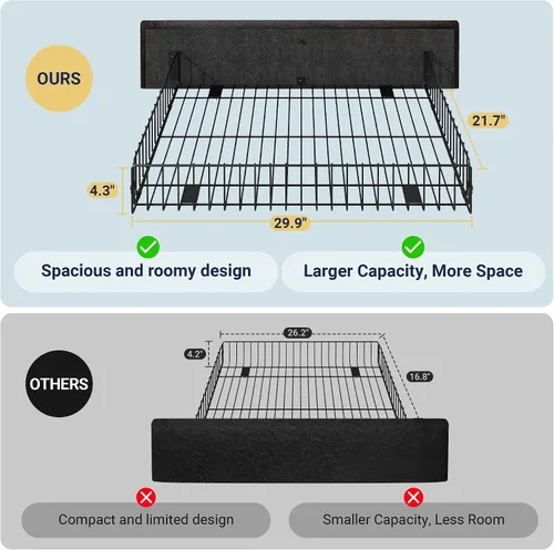 Miniatura 7 de Allewie Base de cama con plataforma tapizada tamaño Queen con 4 cajones de almacenamiento y cabecero, acolchado con botones de costura