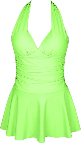 Miniatura 4 de Omichic Traje de baño tankini halter de dos piezas para mujer, con control de abdomen, cuello en V, con pantalones cortos