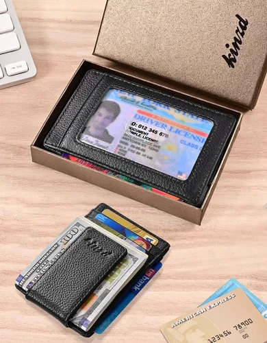 Miniatura 5 de Kinzd Pinza para billetes, bolsillo frontal, cartera de piel con bloqueo de RFID fuerte imán cartera delgada RFID Blocking, Strong Magnet, thin
