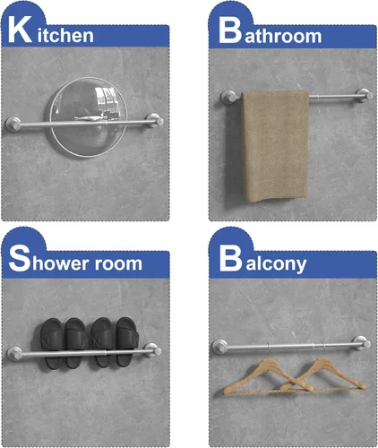 Miniatura 4 de HOMOTEK - Toallero ajustable, económico, toallero de baño de 12 a 22 pulgadas, toallero individual de 12 a 22 pulgadas, toallero de montaje