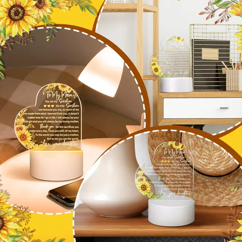 Miniatura 6 de Jetec Regalos de cumpleaños para el día de la madre de parte de hija, hijo, Navidad, regalo de agradecimiento para mamá, girasol, grabado, lámparas