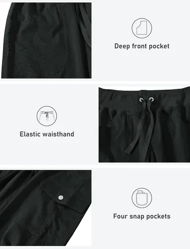 Miniatura 4 de MoFiz Pantalones cargo para mujer, ligeros, con cintura elástica, pantalones deportivos para senderismo al aire libre, pantalones deportivos casuales