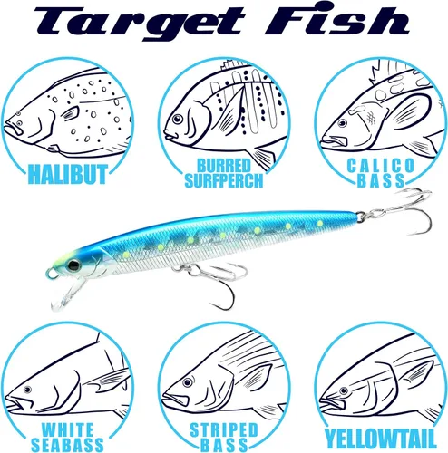 Miniatura 4 de LUCKY CRAFT FlashMinnow 130MRS, Señuelos de Pesca de Surf de Agua Salada, Jerkbait, Fletán, Percha de Surf, Lubina de Mar Blanca, Lubina Rayada, 684
