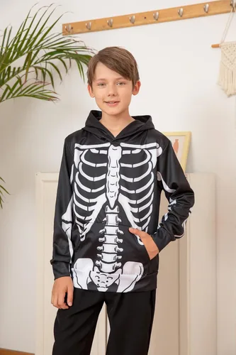Miniatura 2 de Uideazone Sudadera con capucha sin botones para niños y niñas con diseño gráfico 3D, con bolsillos de 6 a 16 años