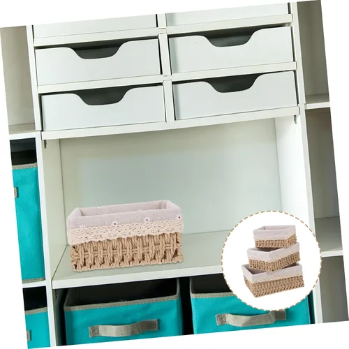 Miniatura 6 de Alipis Elegante juego de cestas de ratán simples para decoración de interiores, organización, lavable, versátil