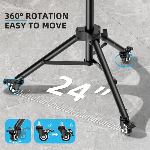 Miniatura 6 de Soporte para proyector con ruedas, trípode para laptop de 29 a 69 pulgadas con bandeja para mouse, soportes de DJ de altura ajustable con soporte