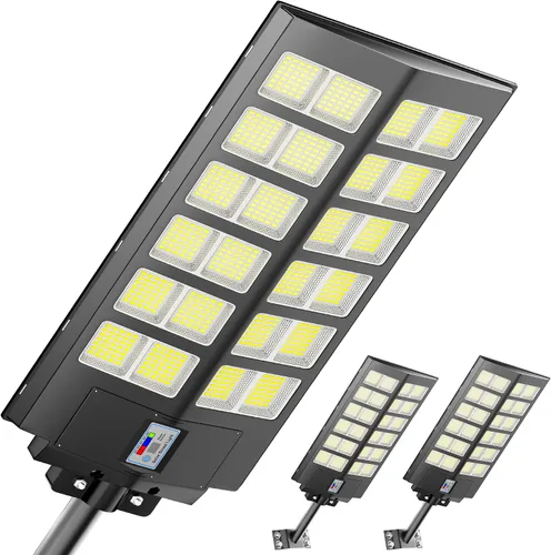 Miniatura 11 de Luz de calle solar de 9000 W, luces solares de calle al aire libre 120000 LM, luz de estacionamiento comercial 7000 K, luces de inundación