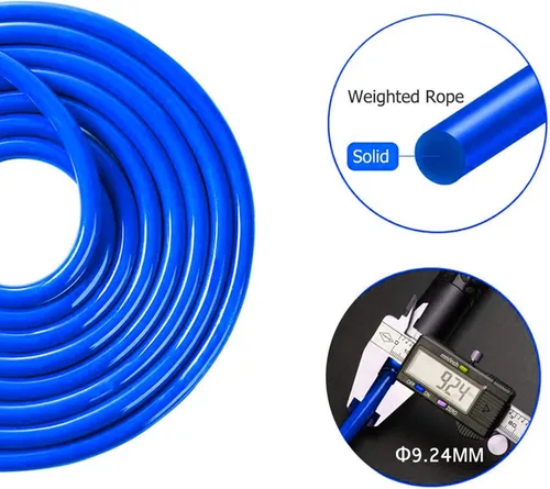 Miniatura 5 de Redify Cuerda de saltar con peso para entrenamiento físico (1 libra), rodamiento de bolas sin enredos, cuerda de saltar de velocidad rápida para Azul