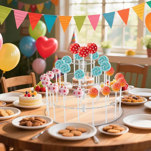 Miniatura 6 de YestBuy Soporte de exhibición para pastelillos con 30 agujeros, soporte de 3 niveles para piruletas para bodas, fiestas de cumpleaños, aniversarios