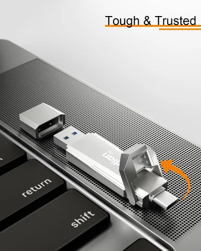 Miniatura 8 de Orlian Unidad de estado sólido SSD portátil externa de 64 GB, hasta 450 MB/s USB 3.2 Gen 2 de estado sólido, tipo C + USB A Dual Drive