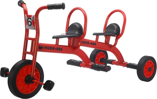 Triciclo para niños de 3 a 8 años, bicicleta de triciclo doble para niños, bicicleta tándem para guardería preescolar al aire libre con neumáticos