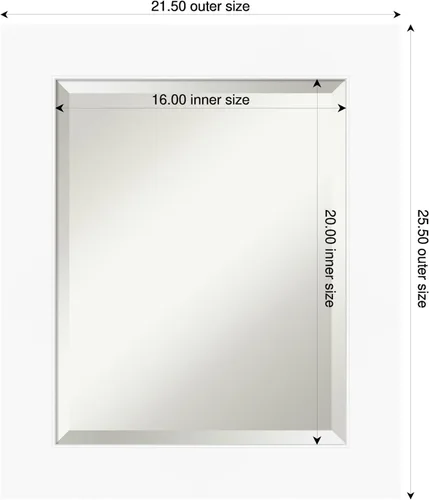 Miniatura 3 de Amanti Art Espejo de tocador de baño de 26 x 22 pulgadas, color blanco, pequeño, moderno, contemporáneo, marco de pared, vidrio biselado, colgante