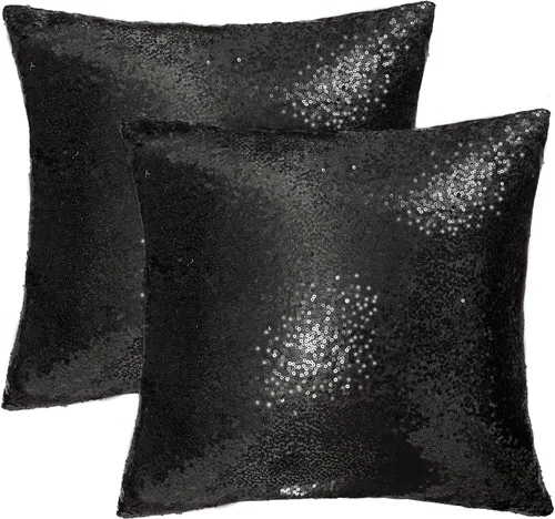 Miniatura 12 de iMaylex Juego de 2 fundas de almohada decorativas cuadradas brillantes con lentejuelas para Pascua, fiesta lumbar, otoño, boda, Navidad, Año Nuevo