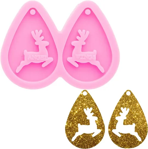 Miniatura 8 de Moldes de silicona con forma de bastón de Navidad brillante y brillante, molde de aretes de silicona para aretes de resina epoxi para hacer joyas