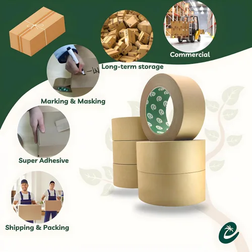 Miniatura 4 de Cinta de embalaje de papel premium, reciclaje autoadhesiva, cinta de embalaje ecológica resistente para escritura y sin recubrimiento para sellado