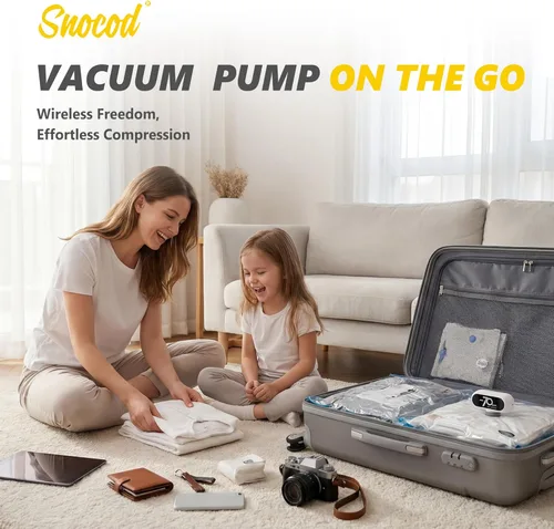 Miniatura 5 de 15 Pack Travel Vacuum Bags with Electric Pump, 70KPa Vacuum Storage Bags for Clothing, Reusable Space Saver Bags for Suitcase, Travel & Home