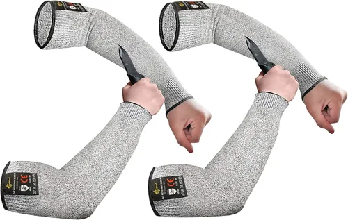 Miniatura 15 de Evridwear - 1 par de mangas resistentes a cortes para protección de brazos en el trabajo, EN388 Nivel 5, contra punciones, con o sin orificio