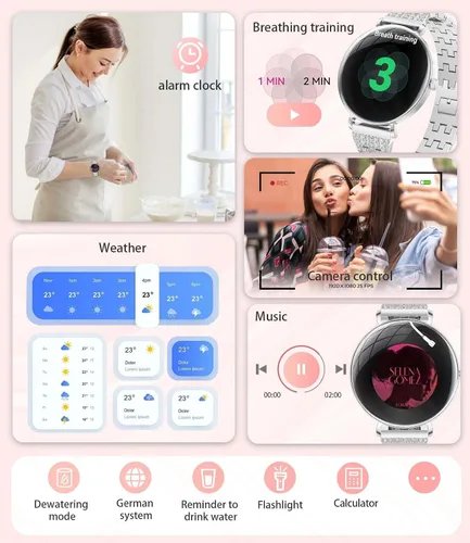 Miniatura 6 de LIGE Reloj inteligente ultrafino para mujer (respuesta/hacer llamadas), reloj inteligente de 1.43 pulgadas con pantalla siempre encendida