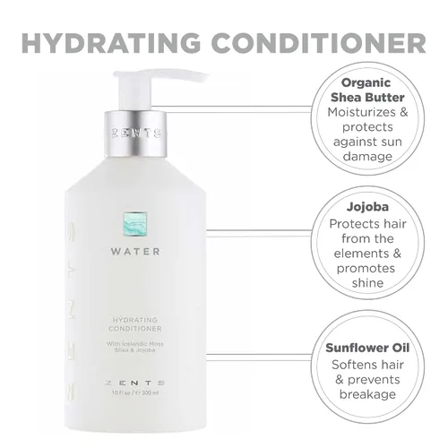 Miniatura 5 de Zents Acondicionador de agua hidratante (tamaño de viaje), color seguro y sin sulfatos con manteca de karité orgánica y aceite de jojoba para todo