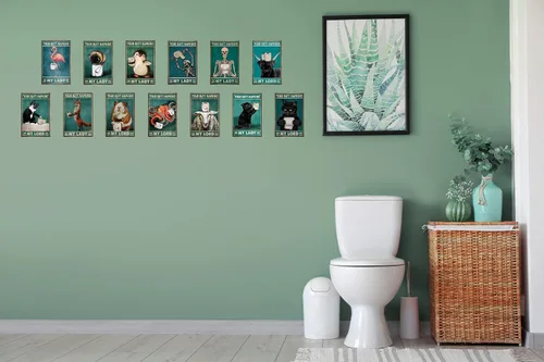 Miniatura 5 de Arte Decorativo Divertido de Abeja para Pared de Baño Letrero de Hojalata Metal Retro Temática Medieval Decoración para Casa Habitación Inodoros