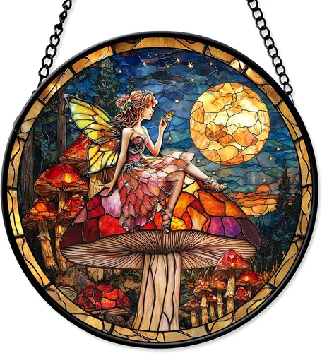 Miniatura 11 de 7.8'' Atrapasoles de Ojo Maligno de Vidrio Manchado para Colgar en Ventanas, Decoración Protectora, Adorno de Vidrio para Hogar, Pared, Habitación