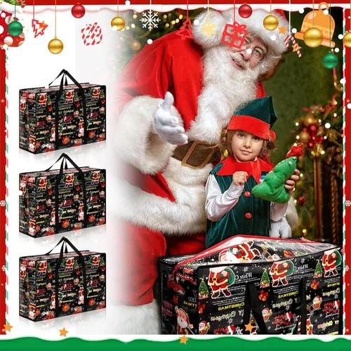 Miniatura 2 de 6 bolsas de almacenamiento de Navidad extra grandes, 27 x 20 pulgadas, organizador de alta resistencia, bolsa de almacenamiento de Navidad de gran