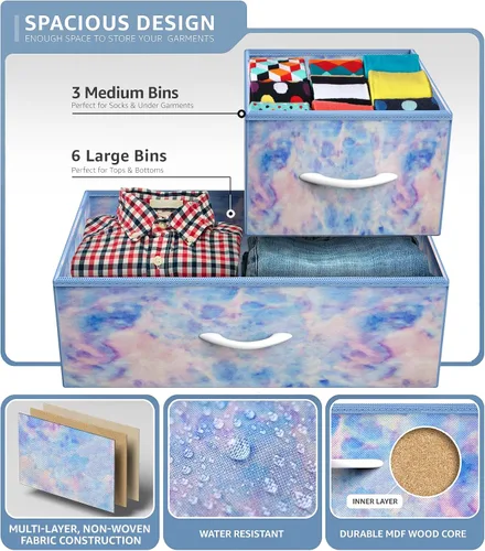Miniatura 5 de Sorbus - Cómoda para niños con 9 cajones, mueble de almacenamiento en torre para dormitorio, pasillo, armario, organización de oficina, marco