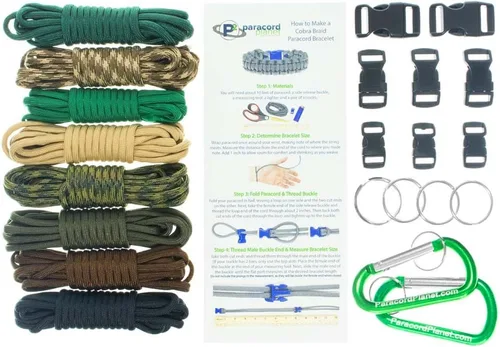 Miniatura 17 de Pulsera y kit de proyecto de paracaídas – 550 cuerdas de paracaídas, hebillas, mosquetones, llaveros