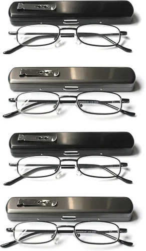 Miniatura 8 de Paquete de 4 lentes de lectura portátiles delgados y delgados con estuche de bolsillo para hombres y mujeres