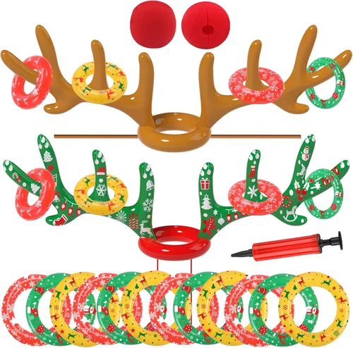 Miniatura 9 de Christmas Games Decorations, Inflatable Reindeer Antler Ring Toss Game, Stocking Stuffers for Men Women Kids Teens Adults, Christmas Party Games Fun