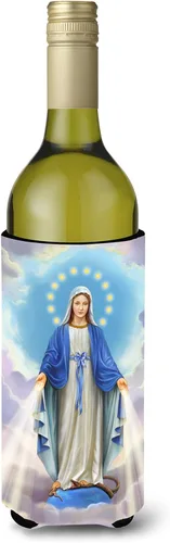 Caroline's Treasures APH8805LITERK Botella de vino religiosa bendita Virgen Madre María botella de vino Hugger Funda Enfriador de Botella Abrazador