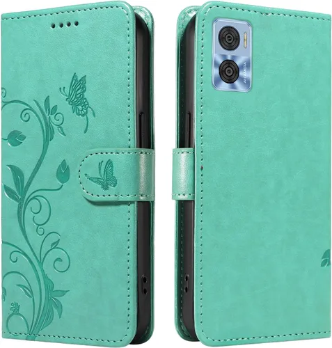 Miniatura 134 de Funda para Motorola Moto E22/E22i, piel sintética, con tarjetero y correa para la muñeca, a prueba de golpes, funda magnética para Motorola Moto Rojo