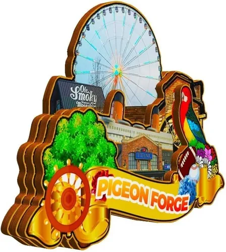 Miniatura 2 de Pigeon Forge Ternessee USA - Imán de madera para nevera, monumentos 3D, recuerdos coleccionables, decoración hecha a mano, 1841