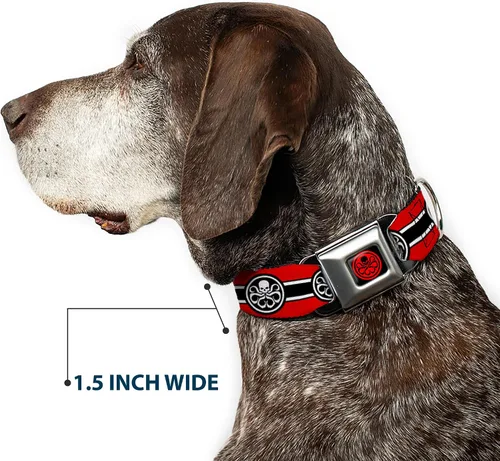 Miniatura 7 de Buckle-Down Collar de perro Hebilla de cinturón de seguridad Hydra Logo Stripe Rojo Negro Blanco, Multicolor, 1 pulgada de ancho - Se adapta a