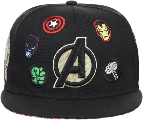 Miniatura 2 de Marvel 60th Anniversary Comic UV ajustable Snapback Flat Bill Cap negro