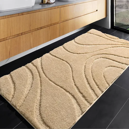 Miniatura 13 de DEXDE Alfombras de baño de 24 x 60 pulgadas, ultra suaves y absorbentes de agua, antideslizantes, de secado rápido, lavables a máquina, tapetes Negro