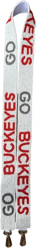 Miniatura 2 de Lashicorn Ohio - Correa para bolso con cuentas para fanáticos del fútbol universitario, 1.5 x 49 pulgadas, rojo, gris y blanco para fijar al bolso