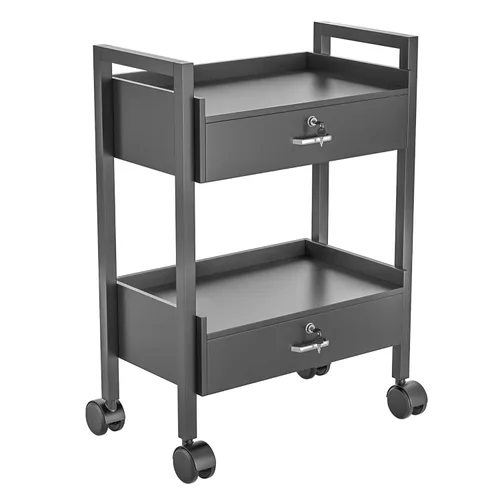 Miniatura 2 de Carrito de gabinete de belleza para salón, carrito rodante de almacenamiento de 2 niveles, organizador de cajones con ruedas, herramientas