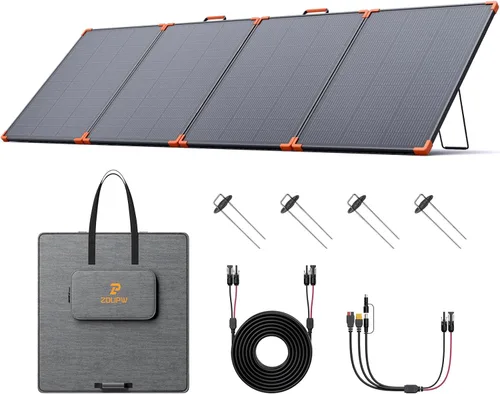 ZOUPW Panel solar portátil de 350 W, tipo N 16BB 25% panel solar plegable de alta eficiencia para Jackery/EcoFlow Delta/Anker Solix C1000/Bluetooth,