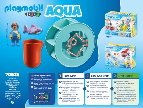 Miniatura 8 de PLAYMOBIL 1.2.3 Rueda de agua Aqua con Baby Shark