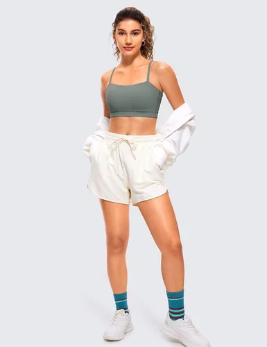 Miniatura 3 de CRZ YOGA Butterluxe - Brasier deportivo ajustable con tirantes delgados para mujer, con relleno, sin varillas, cuello cuadrado, para entrenamiento