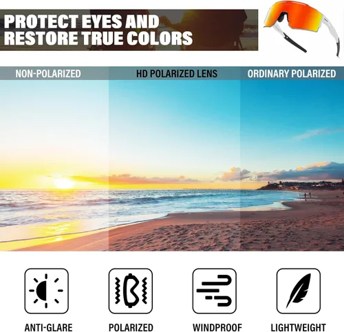 Miniatura 5 de Gafas de sol deportivas polarizadas UV400 para hombres y mujeres, gafas de ciclismo resistentes al viento para conducción, carrera, golf, lentes