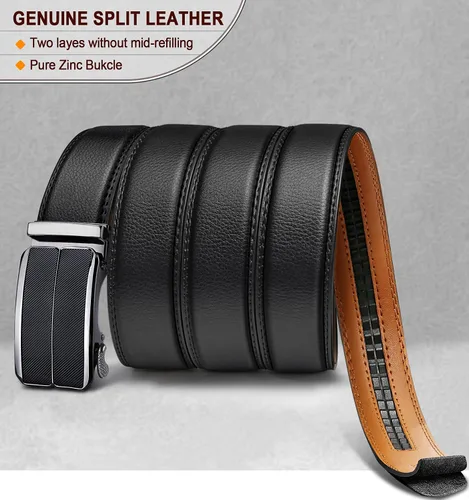 Miniatura 3 de BULLIANT - Cinturón con diseño ajustable de trinquete deslizante para hombre, para usar con pantalón de vestir y camisa Oxford, ajustable a medida