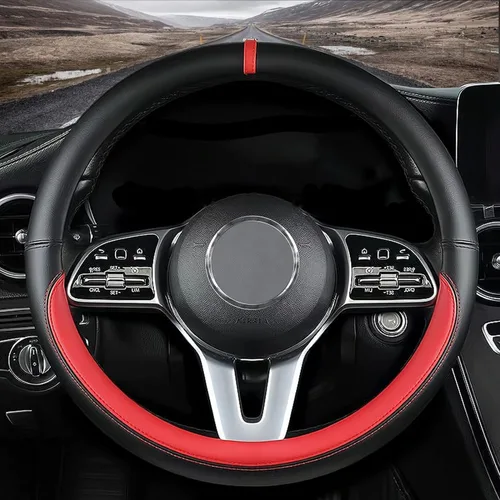 Ajuste personalizado para funda de volante de automóvil Porsche, funda de volante de automóvil de cuero Nappa antideslizante, diseñada para Rojo