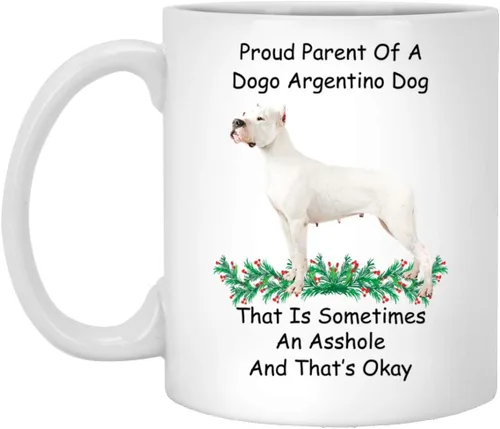 Funny Gifts Dogo Argentino White Proud Parent Christmas 2023 Gifts Taza de café blanca de 11 onzas
