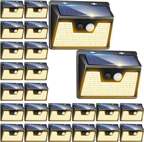 Miniatura 13 de Peasur Luces Solares para Exteriores con Sensor de Movimiento, 140 LED Luz Solar Alimentada por Energía Solar para Cerca Impermeable, 3 Modos